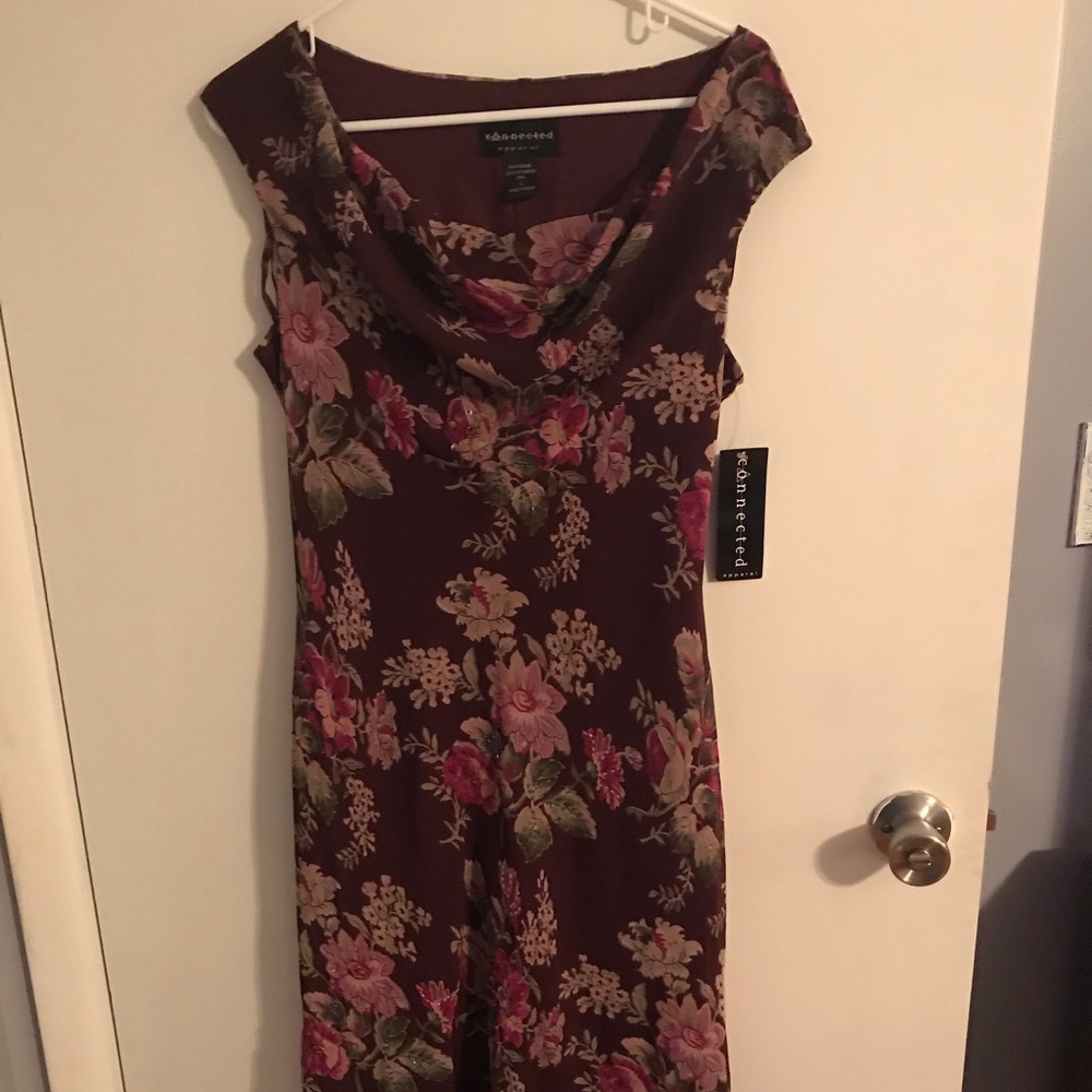 Connected Apparel wine colored summer dress
